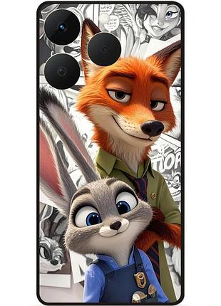 Силиконовый чехол бампер для realme 15t с рисунком зверополис zootopia