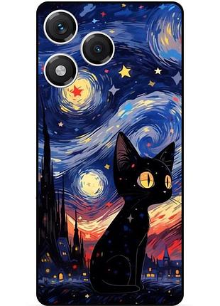 Силиконовый бампер чехол для huawei honor 400 lite с рисунком котик звездная ночь ван гог