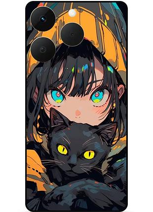 Силіконовий бампер чохол для realme 15t з малюнком котик аніме