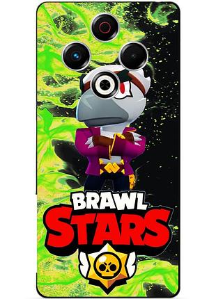 Чехол силиконовый бампер для tecno spark 30 (kl6) с героем бравл белый ворон brawl