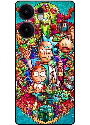 Чехол силиконовый бампер для oppo reno 13fs с рисунком rick and morty рик и морти