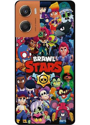 Силиконовый чехол бампер для motorola moto g06 с рисунком бравл силовая лига нокаут brawl леон ворон