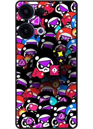 Силиконовый бампер чехол для oppo reno 13 стикеры бравл мипл brawl