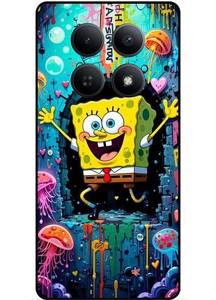 Силиконовый чехол бампер для xiaomi redmi note 15 pro 5g с картинкой sponge bob губка боб