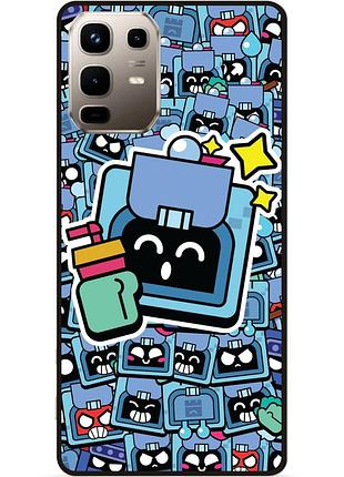 Силиконовый бампер чехол для infinix note 50 pro (x6855) стикеры бравл эш brawl