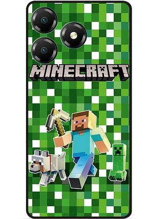 Силиконовый бампер чехол для zte blade a36 стив minecraft крипер майнкрафт