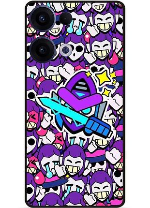 Силиконовый бампер чехол для oppo reno 13 стикеры бравл мортис brawl