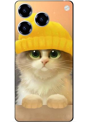 Силіконовий чохол бампер для zte blade a76 з малюнком котик у шапці