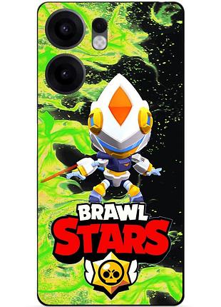 Силіконовий бампер чохол для oppo reno 13f з героєм бравл леон меха сияющий brawl