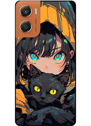 Силиконовый бампер чехол для motorola moto g06 с рисунком аниме котик