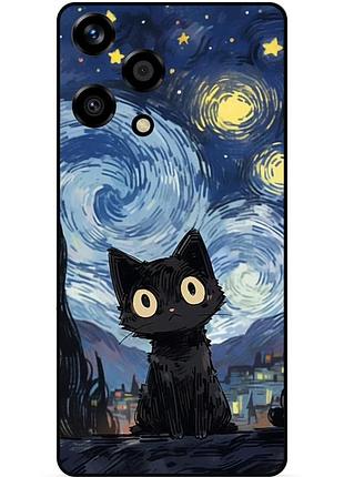 Силиконовый бампер чехол для huawei honor 200 lite с рисунком котик ван гог звездная ночь