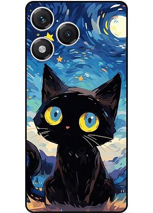 Силиконовый бампер чехол для huawei honor 400 lite котик звездная ночь ван гог