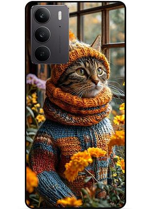 Чехол силиконовый бампер для realme c71 / c75 с рисунком котик в цветах