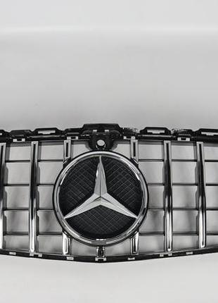 Решітка радіатора на mercedes c-class w205, стиль panamericana gt black chrome (camera)