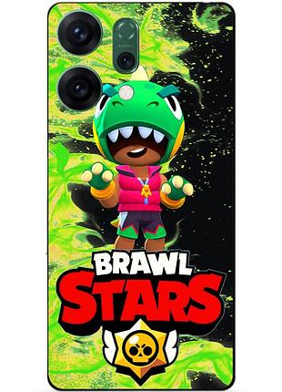 Силіконовий бампер чохол для oppo reno 14 з героєм бравл леон динозавр brawl
