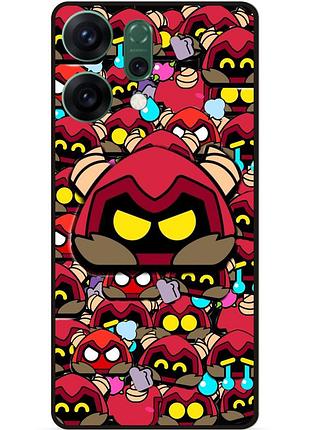 Силиконовый бампер чехол для oppo reno 14 стикеры бравл r-t brawl