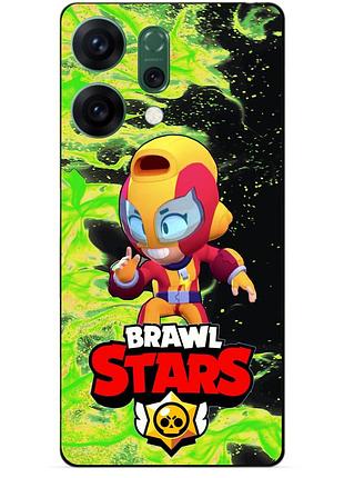 Чехол силиконовый бампер для oppo reno 14 с героем бравл макс brawl