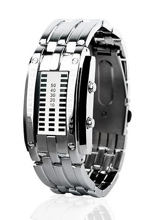 Годинник skmei 0953si silver lady | жіночий електронний led годинник із металевим браслетом.