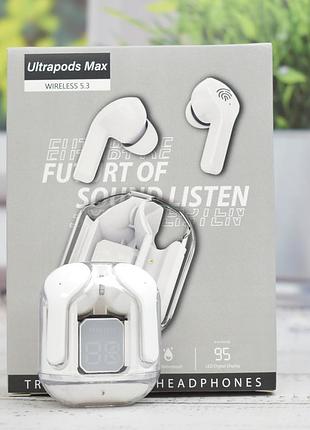 Бездротові навушники air31 ultrapods max з індикатором заряджання вакуумні bluetooth білі