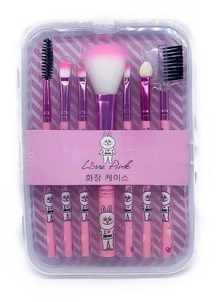 Набор кистей для макияжа love pink, 7 шт. розовый корея