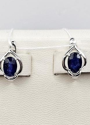 Сережки серебряные с сапфиром 3,53 г