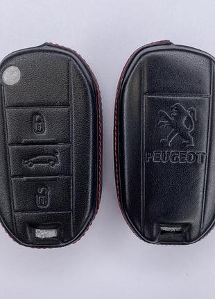 Кожаный чехол для ключа peugeot expert 5008 308 206 207 3008 partner 508 2008 черный