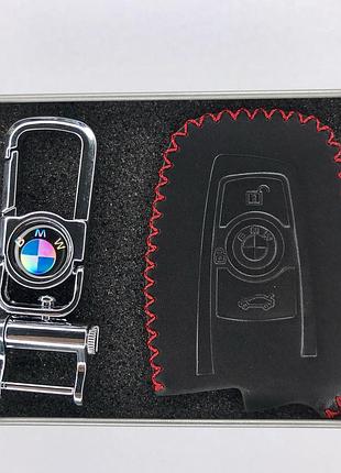 Кожаный чехол для ключа bmw x6 x7 2 series i3 3 series 4 series x2 7 series x4 5 series x5 x1 i4 ix x3 черный