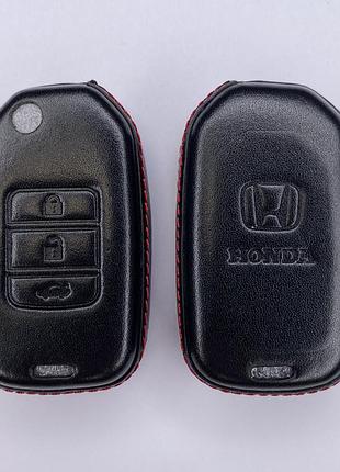 Кожаный чехол для ключа honda hr-v cr-z odyssey civic jazz accord cr-v pilot insight черный