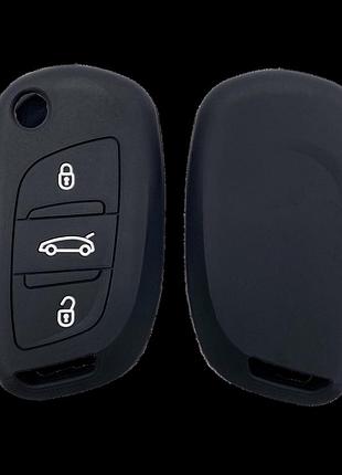 Силиконовый чехол для ключа peugeot partner 508 expert 5008 3008 2008 206 207 308 черный