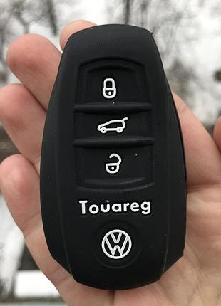 Силиконовый чехол для ключа volkswagen amarok arteon touareg transporter polo jetta t-roc caddy tiguan golf черный