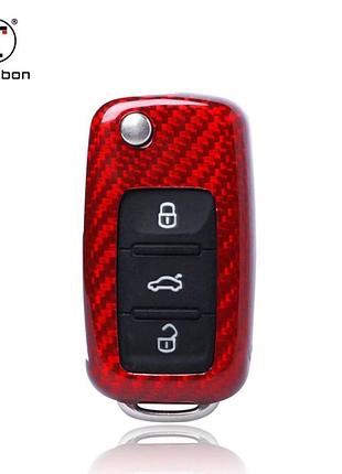 Карбоновый чехол для ключа volkswagen jetta tiguan allspace amarok caddy tiguan passat touareg transporter красный