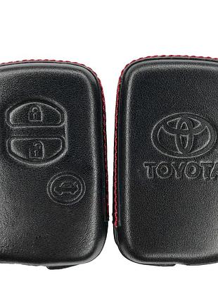 Кожаный чехол для ключа toyota verso avensis auris c-hr tundra rav4 camry corolla land cruiser sequoia yaris черный