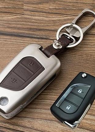 Металлический чехол для ключа toyota hilux highlander rav4 avensis tundra verso sequoia c-hr camry corolla коричневый