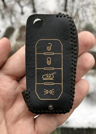 Шкіряний чохол для ключа jeep cherokee, grand cherokee, renegade, commander, grand commander,wrangler, compass,r