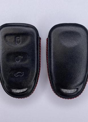 Кожаный чехол для ключа hyundai i10,i20,i40,accent,elantra,sonata, tucson,santa fe,verna,genesis,getz,ix35 черный