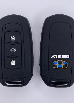 Силиконовый чехол для ключа geely atlas monjaro emgrand okavango coolray tugella черный