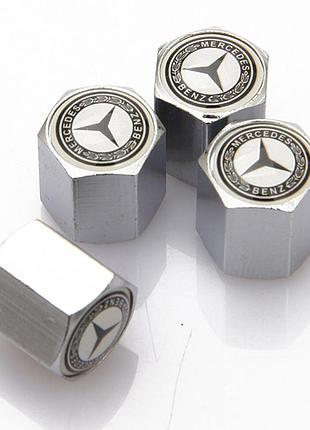 Защитные колпачки на ниппеля mercedes мерседес серебристый