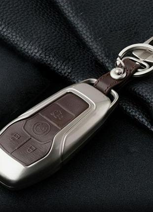 Металлический чехол для ключа ford kuga focus edge f-150 mustang ranger explorer escape fusion mondeo fiesta transit коричневый