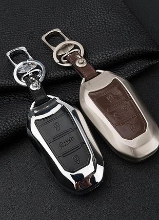 Металлический чехол для ключа peugeot 3008 206 207 308 partner 508 expert 5008 2008 черный