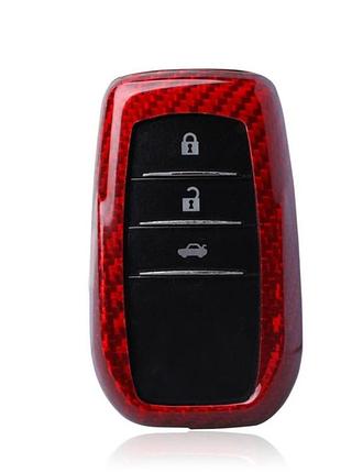 Карбоновый чехол для ключа toyota corolla verso hilux avensis land cruiser auris c-hr highlander rav4 camry красный