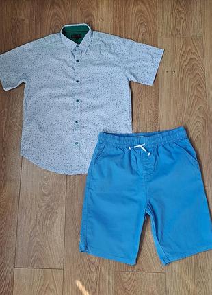 Летний набор/голкбые шорты для мальчика/рубашка тенниска с коротким рукавом для мальчика