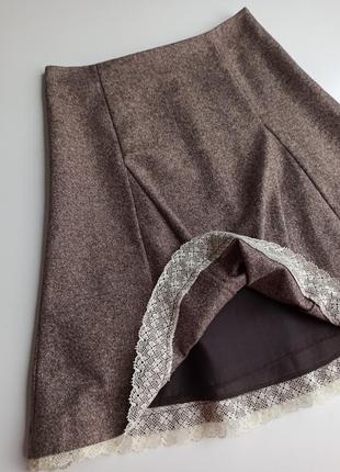 Красивая стильная утепленная / теплая юбка с содержанием шерсти5 фото