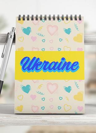 Блокнот на пружине а5, ukraine1, 4su_nba5tsl_0001, 50 листов, линия, картон обложка с лам. верхняя спираль, точка
