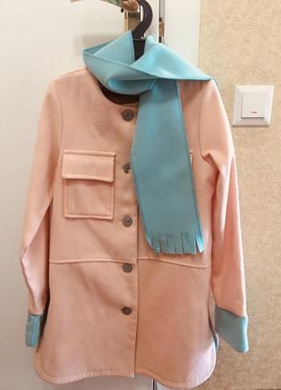 Красивое кардиган - пальто кашемир с шарфиком1 фото