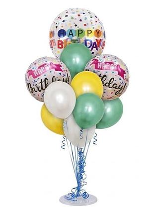 Набор надувных фольгированных шариков happy birthday декоративные для праздников 6 шт разные цвета
