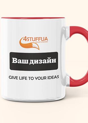 Печать на чашке под заказ (белая), класс premium+, 11 oz (330 мл) красный