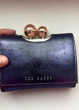 Шкіряний гаманець ted baker з фірмовою застібкою-кульками / оригінал