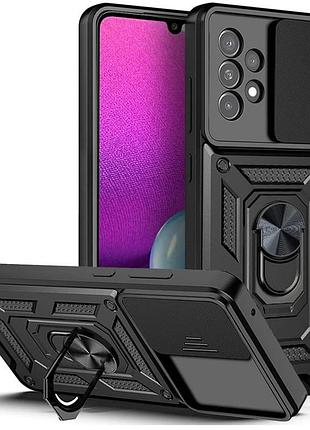 Чехол fiji camera defence для samsung galaxy a53 5g (a536) бампер с защитой камеры и подставкой black