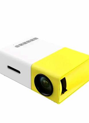 Проектор портативный 24 вт 1920x1080 usb hdmi желтый для дома с встроенными динамиками