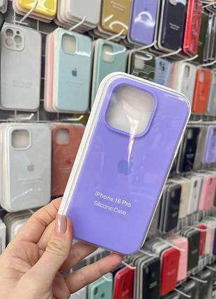 Чехол silicone case с микрофиброй для iphone 16 pro, чехол-бампер для айфон 16 про (цвет: лиловый)